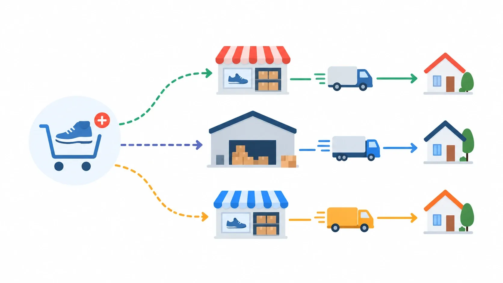 آیکون مینیمال تخصیص سفارش آنلاین بین فروشگاه‌ها و انبار